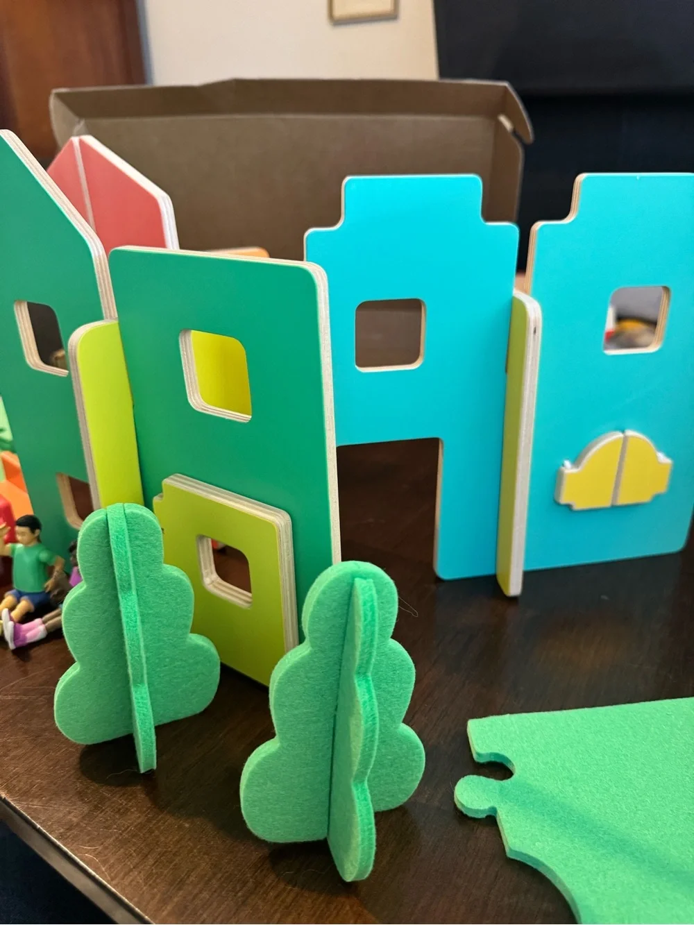 Modular Wooden Village Playset - Multicolor